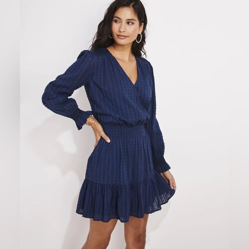 Vineyard Vines Textured Smock Wrap Dress